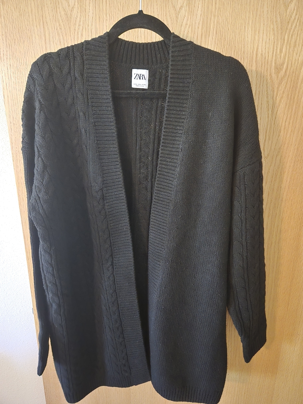 Zara Black Heavy Knit Open Cardigan
